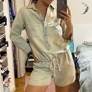 Madewell Chambray Light Wash Draw-string Romper size S